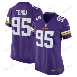 Khyiris Tonga 95 Minnesota Vikings Women's Home Game Player Jersey - Purple