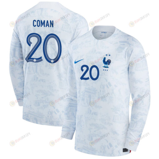 Kingsley Coman 20 France National Team 2022-23 Qatar World Cup - Away Men Long Sleeve Jersey