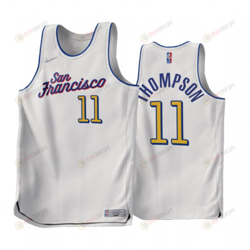 Klay Thompson 11 2022-23 Golden State Warriors White 11 Earned Edition Men Jersey