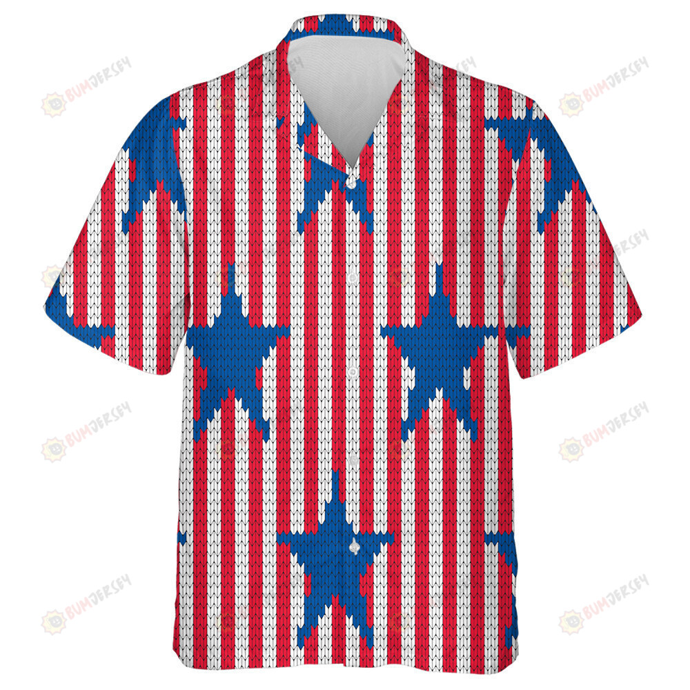 Knitted Style USA Stripes 4th Of July Pattern Hawaiian Shirt