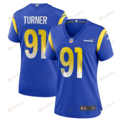 Kobie Turner 91 Los Angeles Rams Game Women Jersey - Royal