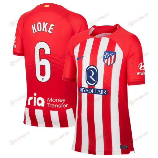 Koke 6 Atletico de Madrid 2023/24 Home Stadium YOUTH Jersey - Red