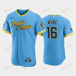 Kolten Wong 16 2022-23 City Connect Milwaukee Brewers Jersey - Powder Blue