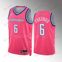 Kristaps Porzingis 6 2022-23 Washington Wizards Pink City Edition Jersey Cherry Blossom