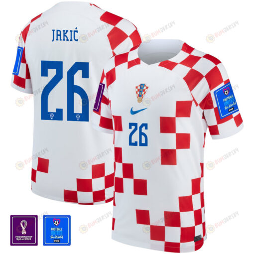 Kristijan Jaki? 26 Croatia National Team 2022-23 World Cup Patch Home Men Jersey