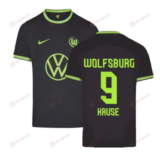 Kruse 9 Wolfsburg 2022-2023 Away Men Jersey - Black