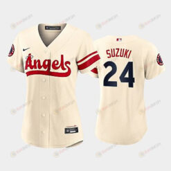 Kurt Suzuki 24 Los Angeles Angels Kurt Suzuki 2022-23 City Connect Cream Women's Jersey