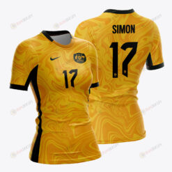 Kyah Simon 17 Australia 2023 Women Home Jersey - Yellow - All Over Printed Jersey