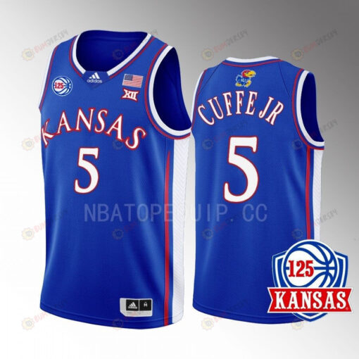 Kyle Cuffe Jr. 5 Kansas Jayhawks Blue Men Jersey 2022-23 125th Anniversary Away