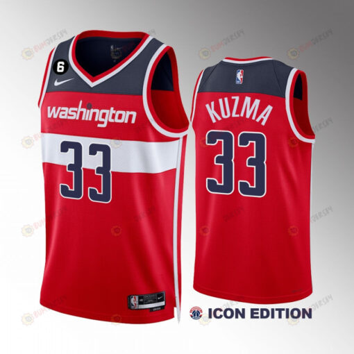 Kyle Kuzma 33 Washington Wizards 2022-23 Icon Edition Red Men Jersey