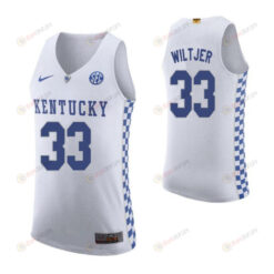 Kyle Wiltjer 33 Kentucky Wildcats Elite Basketball Road Men Jersey - White