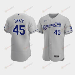 Kyle Zimmer 45 Kansas City Royals Gray Road Jersey Jersey