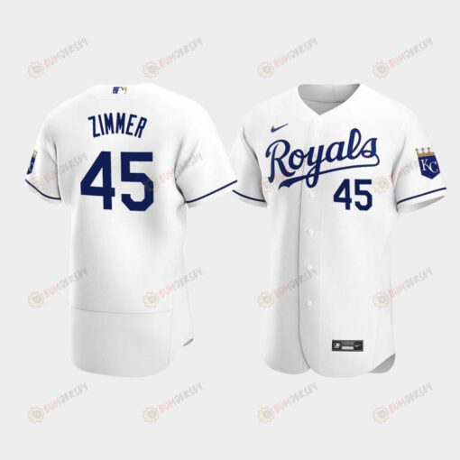 Kyle Zimmer 45 Kansas City Royals White Home Jersey Jersey