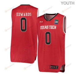 Kyler Edwards 0 Texas Tech Red Raiders Basketball Youth Jersey - Red