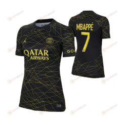 Kylian Mbappe 7 Paris Saint-Germain 2023 Fourth Women's Black Jersey