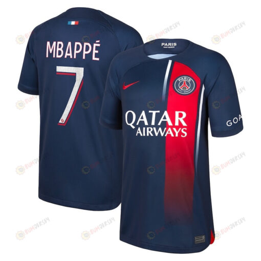 Kylian Mbappe 7 Paris Saint-Germain Youth 2023/24 Home Jersey - Navy