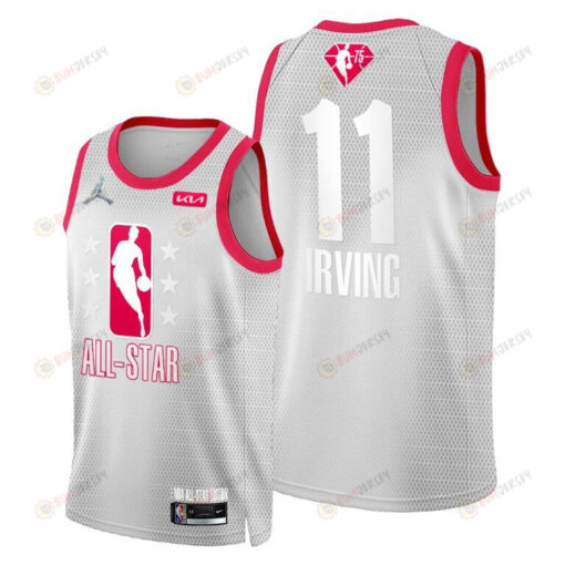 Kyrie Irving 2022 Cleveland All-Star Grey Red 75th Patch Jersey Nets 11 - Men Jersey