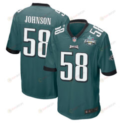 Kyron Johnson 58 Philadelphia Eagles Super Bowl LVII Champions 2 Stars Men's Jersey - Midnight Green