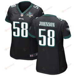Kyron Johnson 58 Philadelphia Eagles Super Bowl LVII Champions 2 Stars WoMen's Jersey - Black