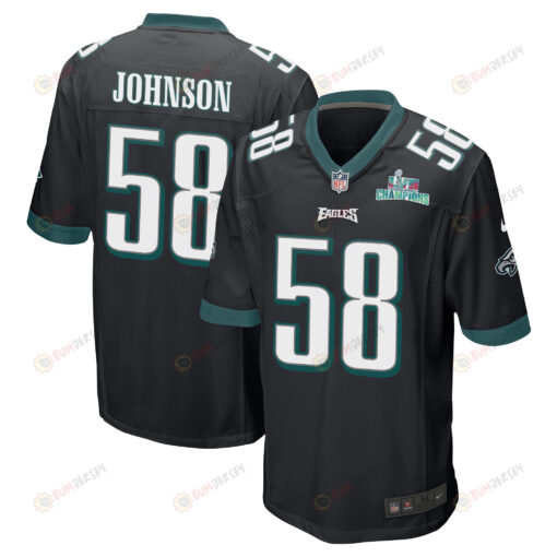 Kyron Johnson 58 Philadelphia Eagles Super Bowl LVII Champions Men's Jersey - Black