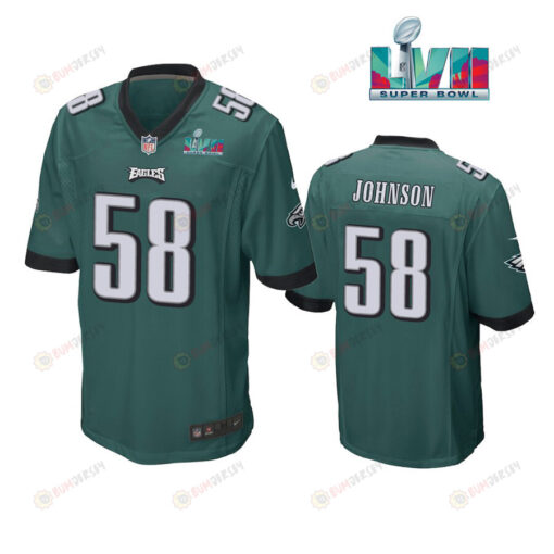 Kyron Johnson 58 Philadelphia Eagles Super Bowl LVII Game Player Men Jersey - Green