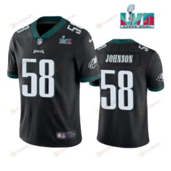 Kyron Johnson 58 Philadelphia Eagles Super Bowl LVII Vapor Limited Men Jersey - Black