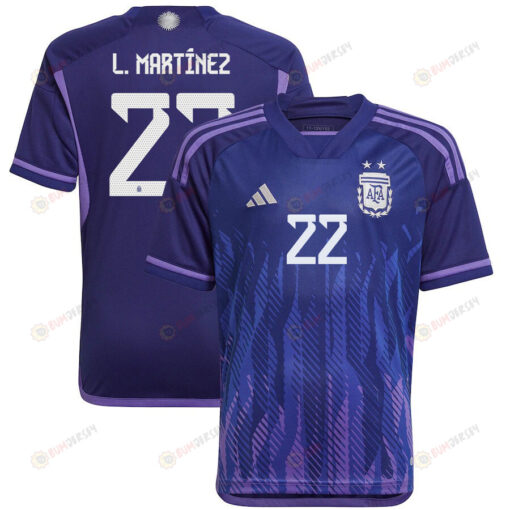 L. Mart?nez 22 Argentina National Team Qatar World Cup 2022-23 Away Jersey