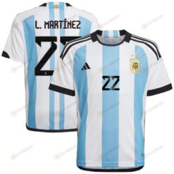 L. Mart?nez 22 Argentina National Team Qatar World Cup 2022-23 Home Jersey
