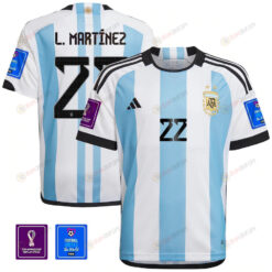 L. Mart?nez 22 Argentina National Team Qatar World Cup 2022-23 Patch Home Jersey