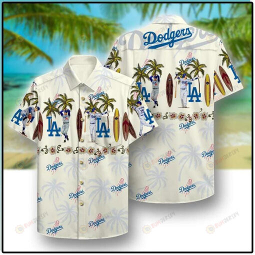 LA Dodgers Pattern Hawaiian Shirt Beach Short Sleeve