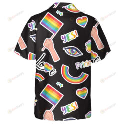 LGBT Symbols Stickers Style On Black Background Hawaiian Shirt