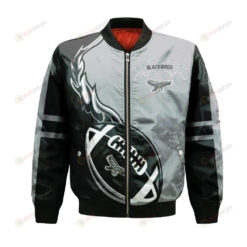 LIU Brooklyn Blackbirds Bomber Jacket 3D Printed Flame Ball Pattern