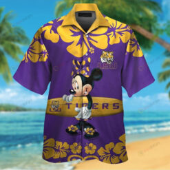 LSU Tigers And Minnie Purple Hawaiian Shirt Set