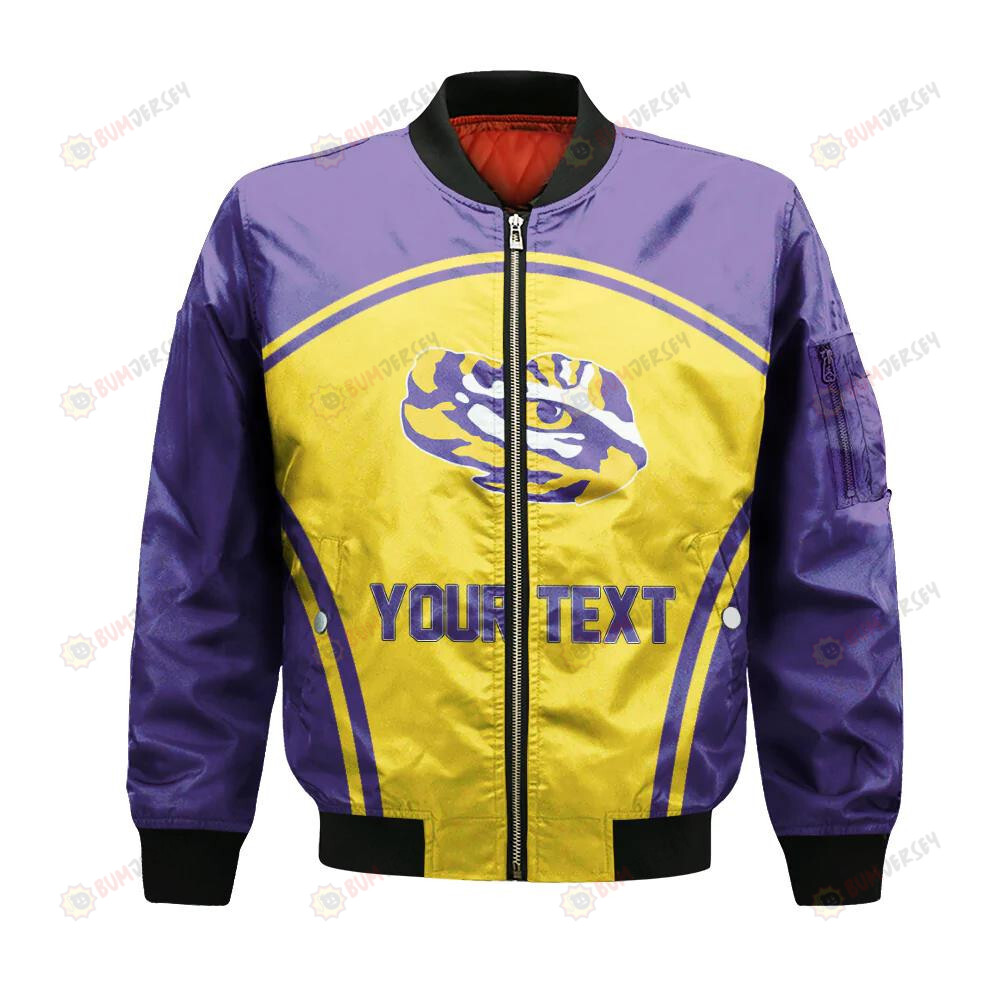 LSU Tigers Bomber Jacket 3D Printed Custom Text And Number Curve Style Sport