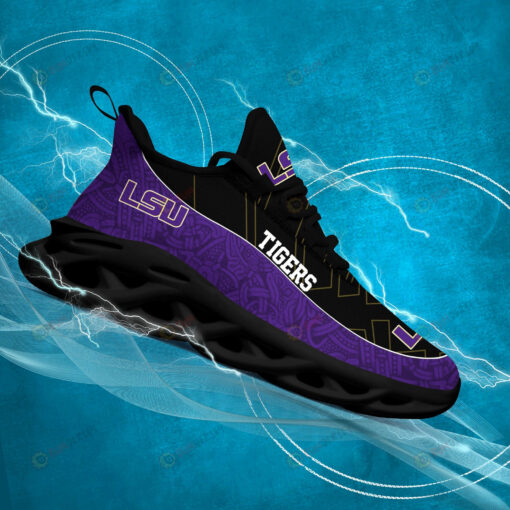 LSU Tigers Logo Texture Pattern 3D Max Soul Sneaker Shoes