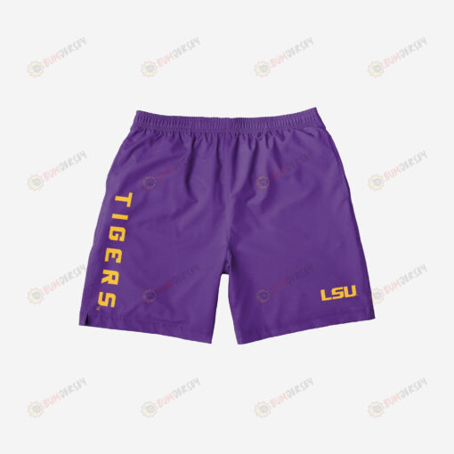 LSU Tigers Solid Wordmark Traditional Hawaiian Men Shorts Swim Trunks - Print Shorts