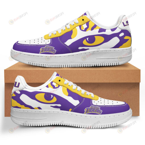 LSU Tigers Team Logo Big Eye Pattern Air Force 1 Printed In White/Purple