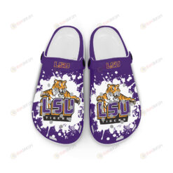 LSU Tigers Team Logo Crocband Clog Comfortable Water Shoes - Purple/Yellow