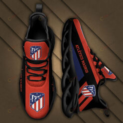 La Liga Atletico Madrid Logo Black Stripe Pattern 3D Max Soul Sneaker Shoes In Orange