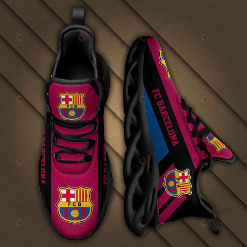 La Liga FC Barcelona Logo Black Stripe Pattern 3D Max Soul Sneaker Shoes In Red