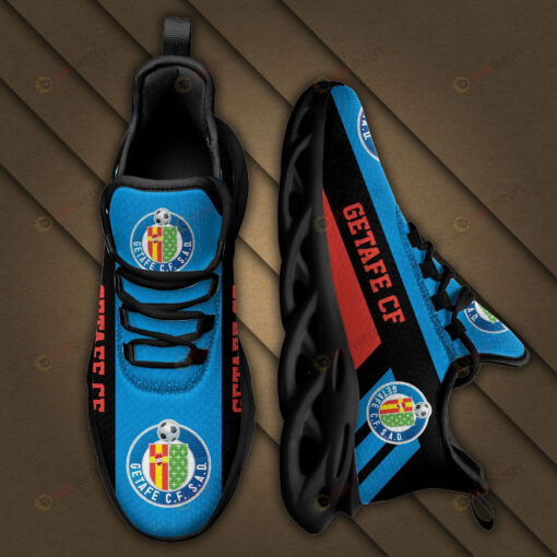 La Liga Getafe CF Logo Black Red Stripe Pattern 3D Max Soul Sneaker Shoes In Blue