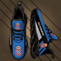 La Liga RCD Espanyol Logo Black Stripe Pattern 3D Max Soul Sneaker Shoes In Blue