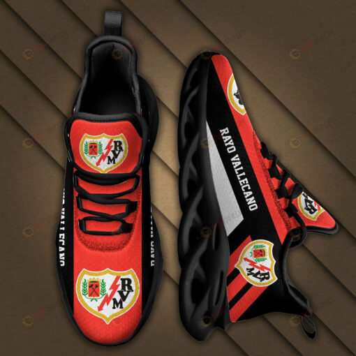 La Liga Rayo Vallecano Logo Black Stripe Pattern 3D Max Soul Sneaker Shoes In Red