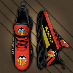 La Liga Valencia CF Logo Black Yellow Stripe Pattern 3D Max Soul Sneaker Shoes In Orange