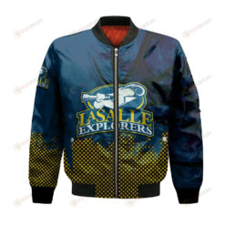 La Salle Explorers Bomber Jacket 3D Printed Basketball Net Grunge Pattern