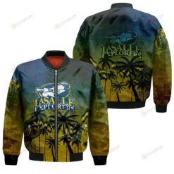 La Salle Explorers Bomber Jacket 3D Printed Coconut Tree Tropical Grunge