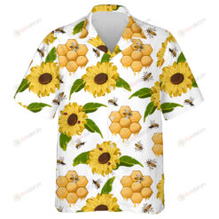 Ladybuds Bees Honeycombs And Sunflowers In A Color Pattern Hawaiian Shirt