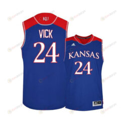 Lagerald Vick 24 Kansas Jayhawks Basketball Men Jersey - Blue