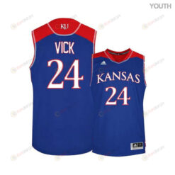 Lagerald Vick 24 Kansas Jayhawks Basketball Youth Jersey - Blue