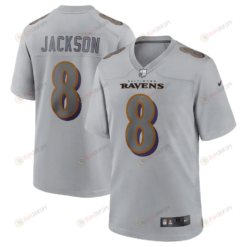 Lamar Jackson 8 Baltimore Ravens Men Atmosphere Fashion Game Jersey - Gray